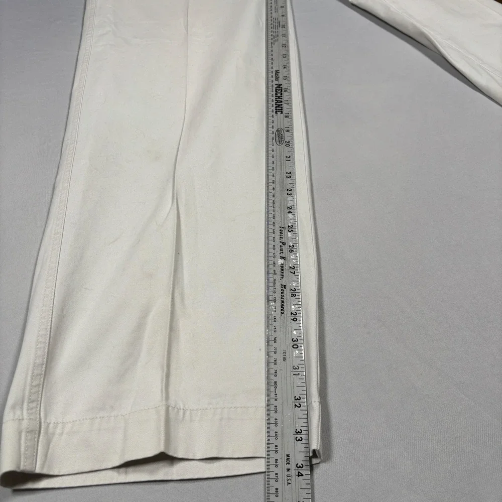 LL Bean Chino Pants Mens 38x34 (fits 37) Stone Khaki Cotton Twill Flat Front